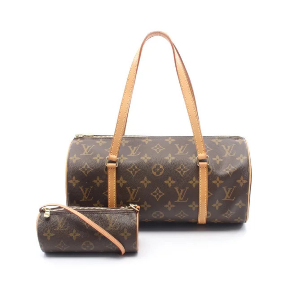 Louis Vuitton Papillon Handbag Canvas Leather Monogram Brown